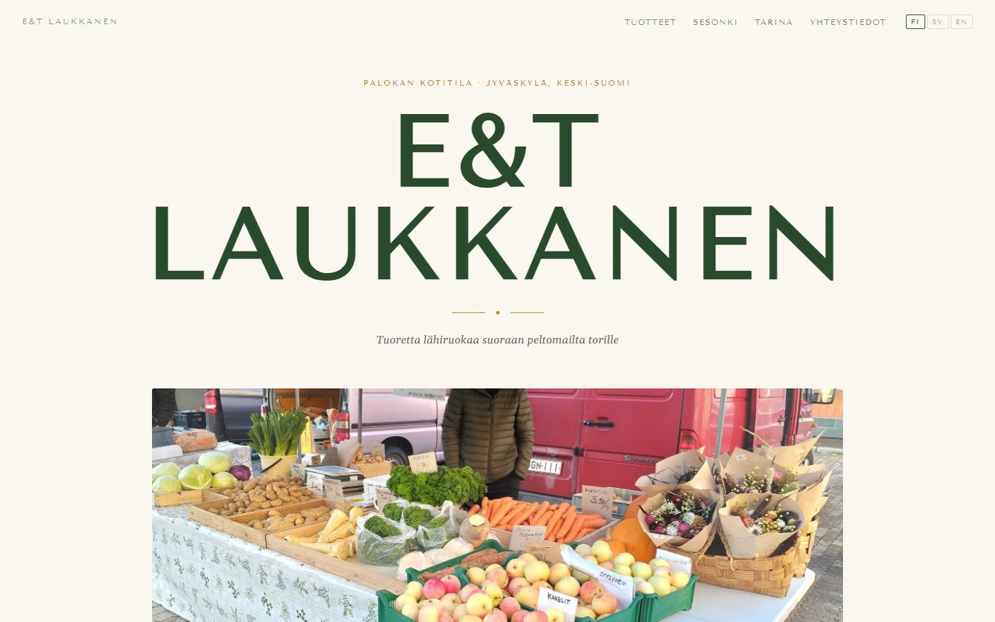 E&T Laukkanen homepage styled like a market poster
